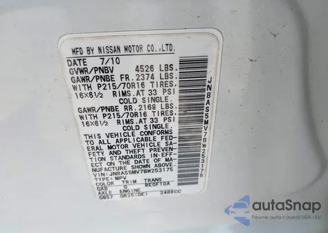 2011 Nissan Rogue S from USA, damaged, VIN JN8AS5MV7BW253175